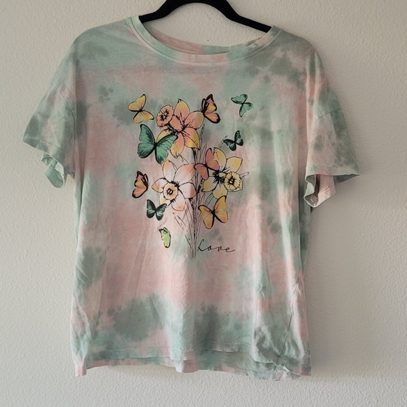 Rebellious One Pastel Butterfly Floral Tee - Picture 2 of 9